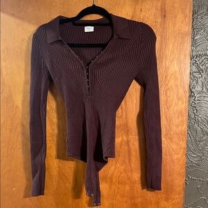 Abercrombie & Fitch Dark Brown Ribbed Bodysuit